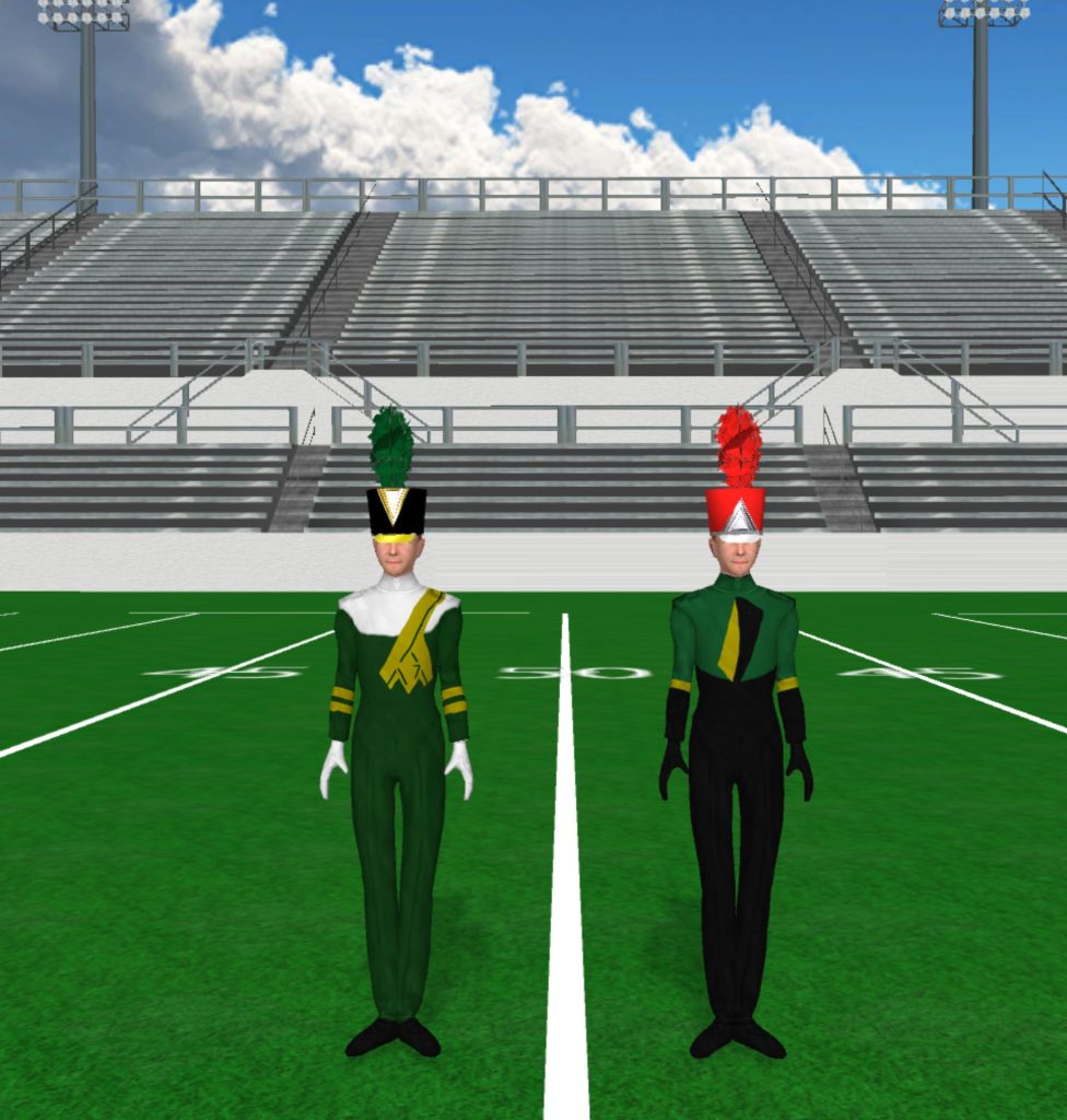 Green and Yellow Green Yellow White With Green Plume Black And Yellow With Red Plume 976x1024