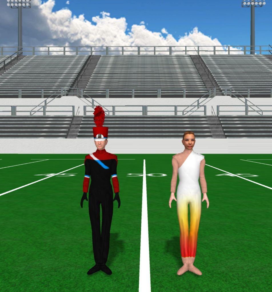 Black and Red, White Fade Guard Black Blue White And Red Uniform With White Yellow And Orange Guard 952x1024